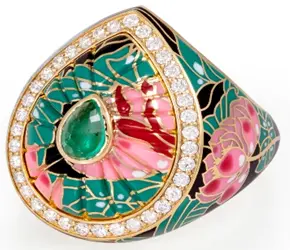 RING BOND STREET DROP FULL GREEN ENAMEL SIZE 52