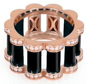 RING AMULET PILLAR BAND ONYX SIZE 52