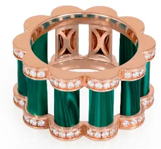 RING AMULET PILLAR BAND MALACHITE SIZE 55