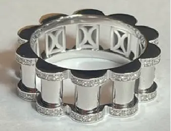 RING AMULET PILLAR BAND WHITE GOLD FULL GOLD SIZE 54