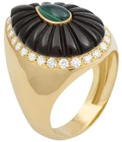 RING BOND STREET DROP BLACK ONYX AND MALACHITE DOT SIZE 44
