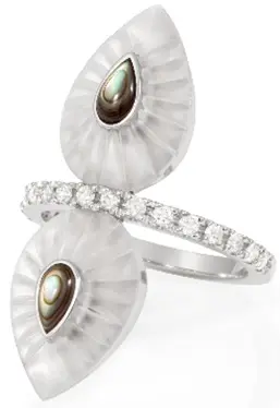 RING BOND STREET W2 WHITE GOLD WHITE LA ROUCHE ABALONE DOTS SIZE 53