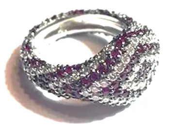 RING PINKY ZEBRA RUBY AND WHITE DIAMOND SIZE 45