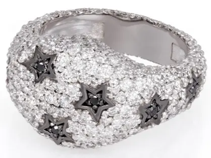 RING PINKY STARS WHITE DIAMOND SIZE 48