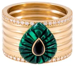 RING BOND STREET 102 SMALL MALACHITE BLACK ONYX DOT SIZE 46