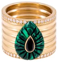 RING BOND STREET 102 SMALL MALACHITE BLACK ONYX DOT SIZE 49