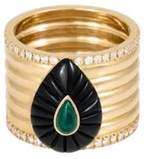 RING BOND STREET 102 SMALL BLACK ONYX MALCHITE DOT SIZE 48