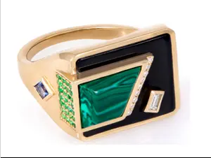 RING FRAGMENT OF US FADIA ONYX AND MALACHITE SIZE 51