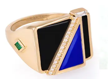RING FRAGMENT OF US ELIE ONYX AND LAPIS SIZE 49