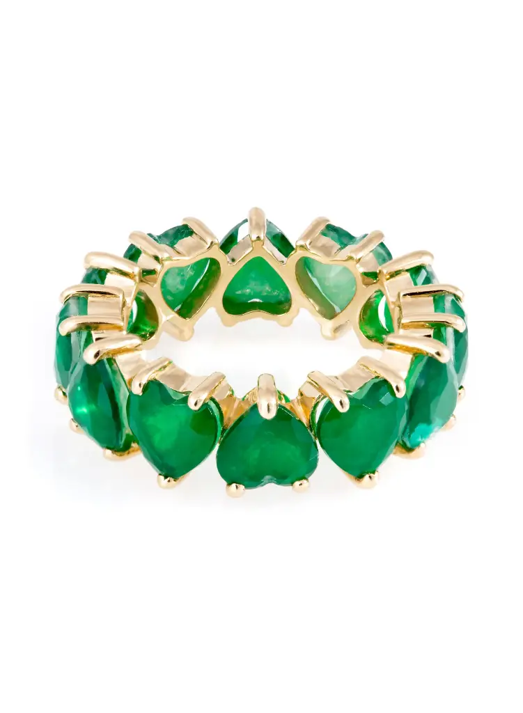RING GEM HEART EMERALD  SIZE 54