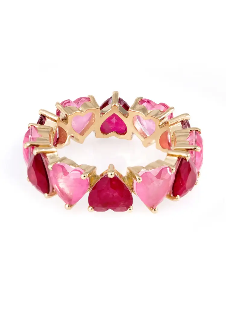 RING GEM HEART PINK AND RED SIZE 46