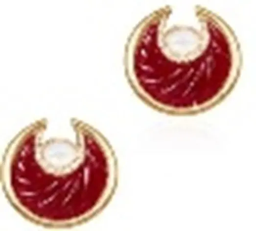 EARRING SAILOR MOON BIG CIRCUS MOON DARK RED WITH WHITE MOP DOT