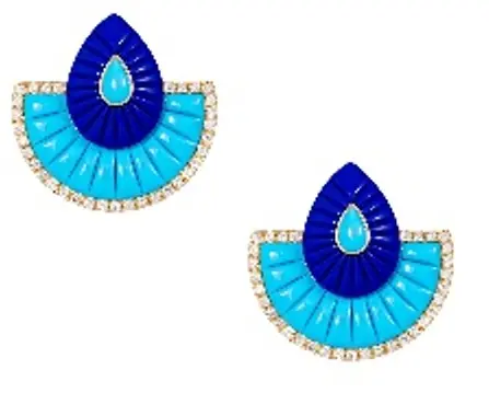 EARRING  BOND STREET BIG TURQUOISE AND LAPIS DROP 