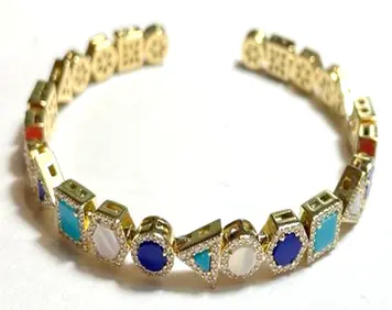 BANGLE GEOMETRIC MIX SMALL TURQUOISE AND LAPIS SIZE 16
