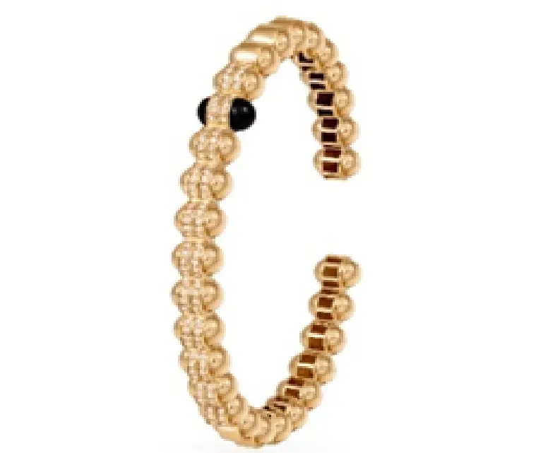 [B42B15] BANGLE ATOM BIG FULL GOLD WITH ONE BLACK ENAMEL SIZE 15