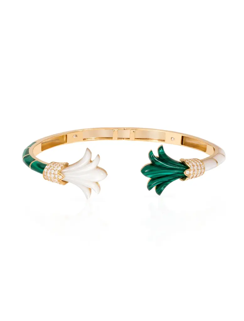 [B52MW16] BANGLE PSYCH DOUBLE MALACHITE AND WHITE MOP SIZE 16