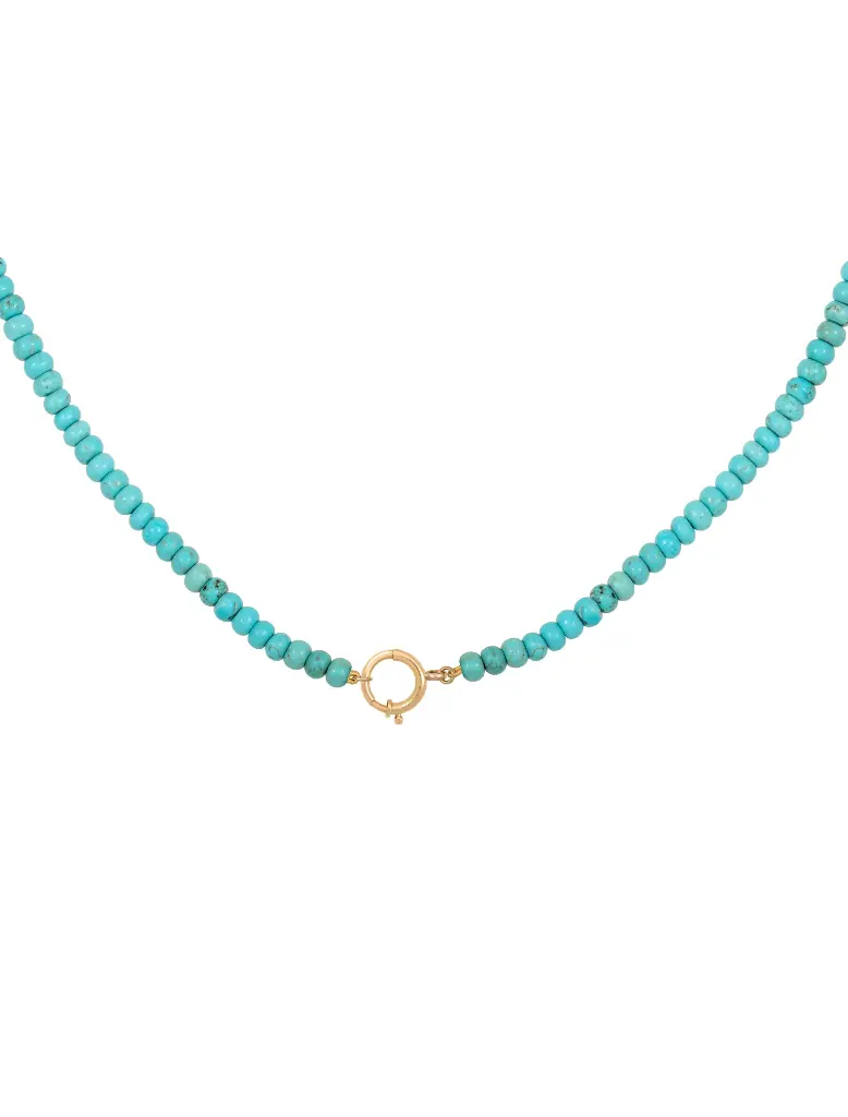 [BD0021-TQ] BEADED NECKLACE PSYCH TURQUOISE BEADS