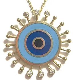 [N138T] NECKLACE RICH KITSCH BIG WISE EYE TURQUIOSE