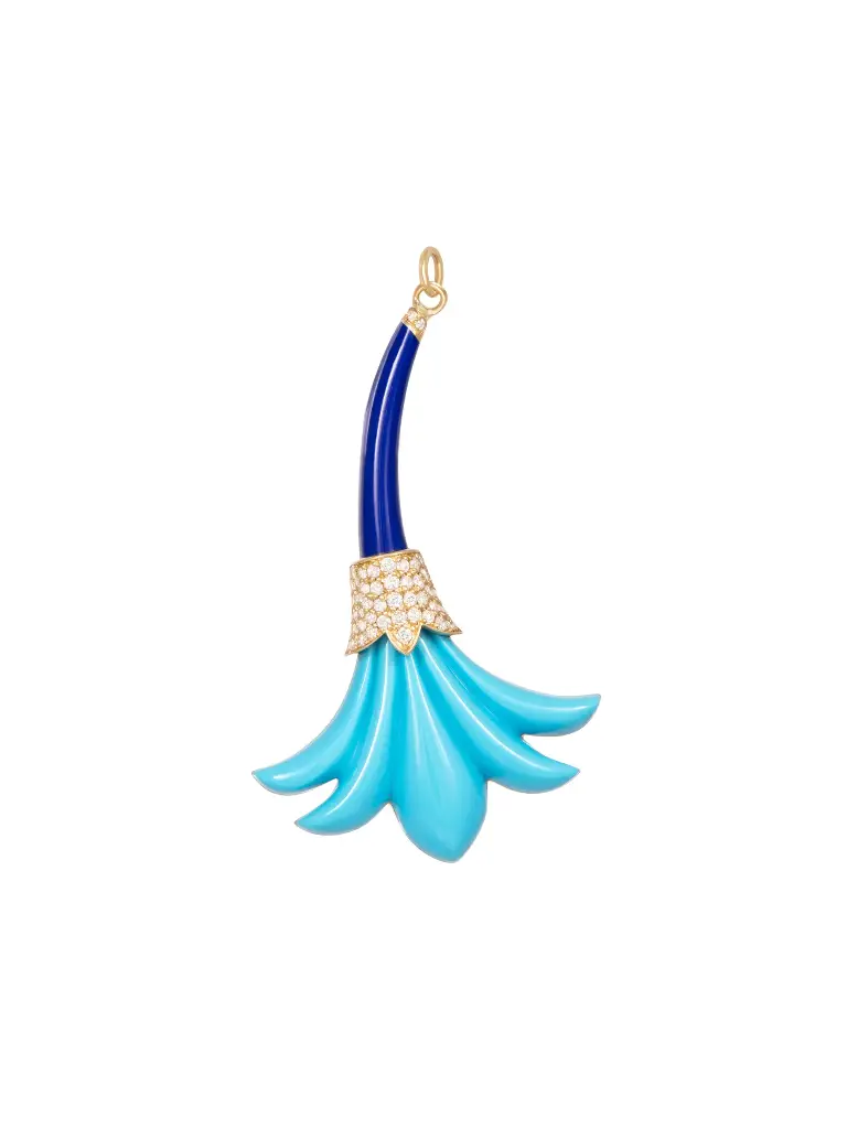 [N202TL] NECKLACE PSYCH MEDIUM TURQUOISE AND LAPIS STEM