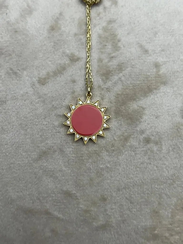 [N279RC] NECKLACE RICH KITSCH FULL SUN RED CORAL
