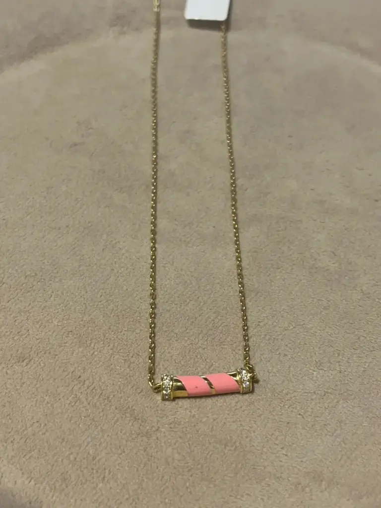 [N327P] NECKLACE PSYCH TUBE SMALL PINK ENAMEL