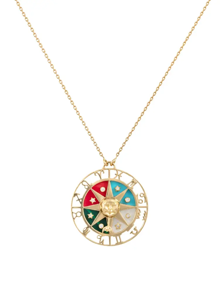 [N69CL] NECKLACE COSMIC LOVE ZODIAC WHEEL BIG COLORED