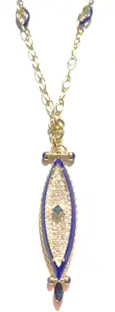 [N7NW] NECKLACE CAPTURE BEAK BIG ROUND DIAMOND BLUE SAPHIRE PRINCES AND MARQUISE NAVY ENAMEL
