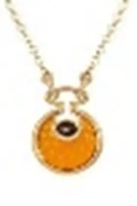 [N670OABM] NECKLACE SAILOR MOON SMALL CIRCUS MOON ORANGE AMBER WITH BLACK MOP DOT