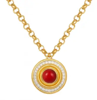 [N742GT-CH13YG] NECKLACE SAILOR MOON MIMETE BIG GARNET STONE  
